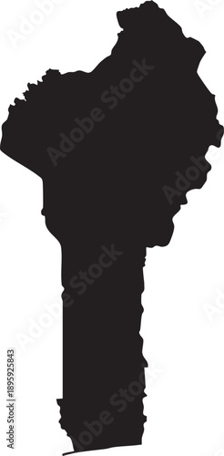 Benin Silhouette Map Vector Transparent Background Vector.