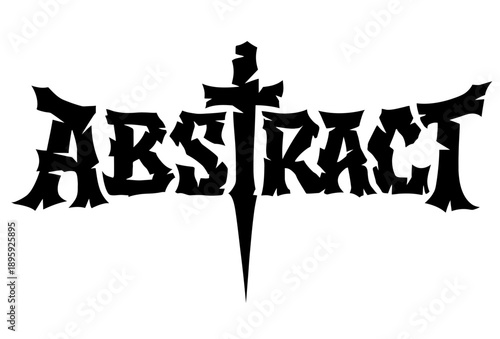Abstract text logo in gothic metal font, sharp blade sword typography, black vector lettering.