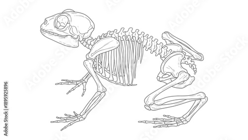 Frog Skeleton: A detailed skeletal illustration unveils the intricate bone structure of a frog, offering a glimpse into its anatomy.