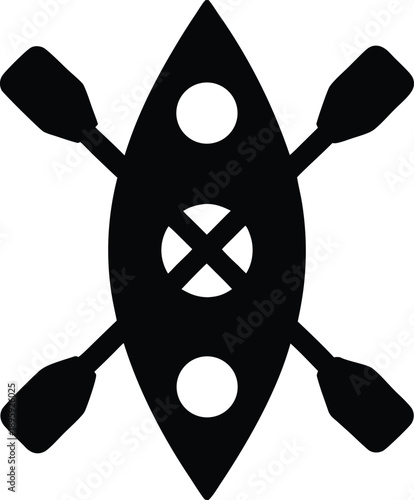 kayak with paddle silhouette vector illustration on transparent background