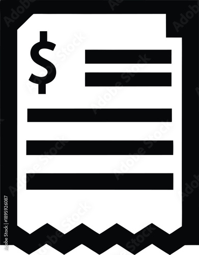 invoice document with total amount silhouette vector illustration on transparent background