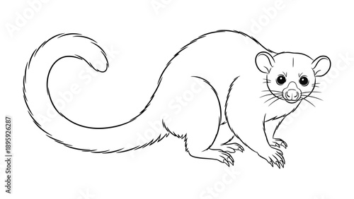 Lemur illustration: A simple line art drawing of a Lemur, a primate known for its unique appearance, capturing its graceful form and features.