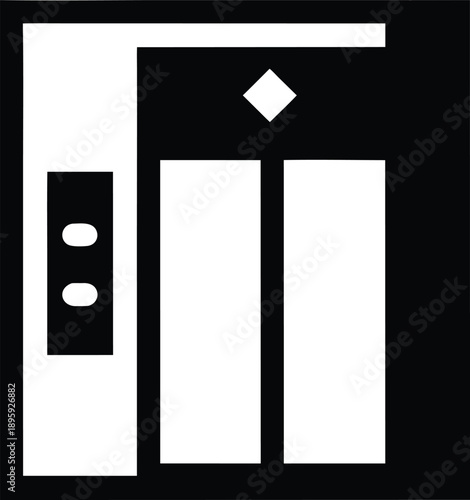 elevator with accessible button panel silhouette vector illustration on transparent background
