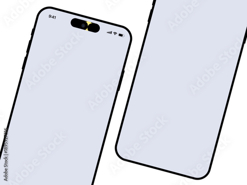 Two smartphones, sleek and modern, lie diagonally, presenting their blank screens, as if poised for a world of possibilities and connectivity.