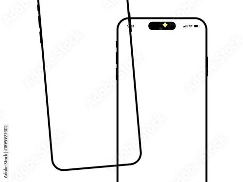 Smartphone Design Illustration: A minimalist illustration of two smartphones, one showing a screen design. The image emphasizes sleek lines and modern technology.