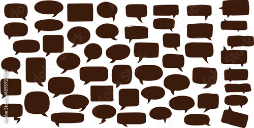 Hand Drawn Comic Speech Bubbles and Caption Boxes Set with Messy Marker Doodle Style, Thought Clouds, Burst Shapes and Empty Frames in Black Vector Line Art