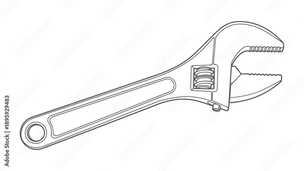 Obraz premium Adjustable Wrench : A detailed outline of a versatile tool, essential for many tasks in industry, embodies both form and function. This image is a celebration of the mechanical. 