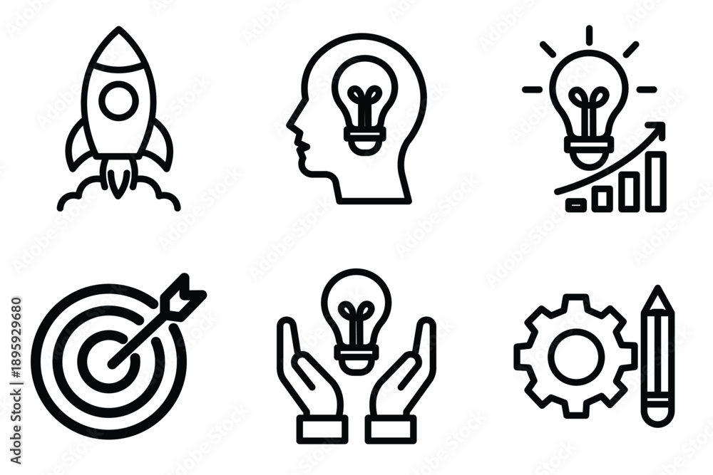 Fototapeta premium Startups and creativity icons for innovative business ideas