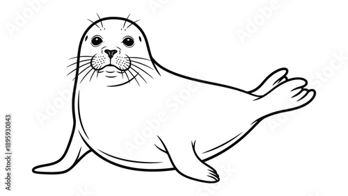 Adorable Seal illustration: A delightful illustration of a charming seal in a playful pose, perfect for capturing the essence of marine life.