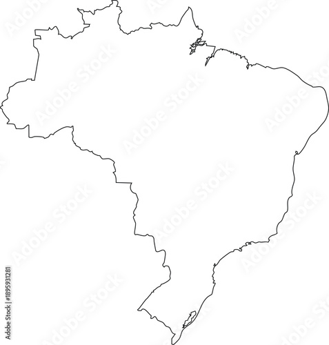 Brazil Map Outline Vector Transparent Background Vector.