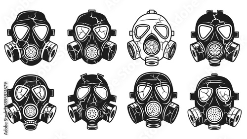 Collection of Vintage Gas Masks and Respirators.