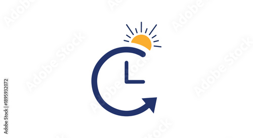 Graphic illustration of a clock with an arrow moving forward, symbolizing Daylight Saving Time begins in spring.