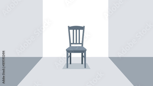 Exploring the Psychology of Space An Empty Chair in a Minimalist Room, Symbolizing Solitude, Reflection, and the Unseen Presence