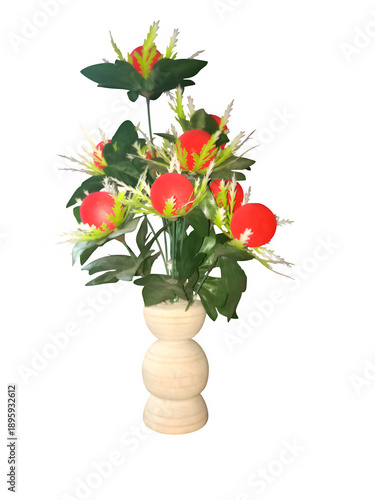 A beautiful bouquet of vibrant red flowers in a white vase