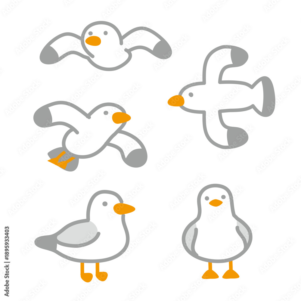 Fototapeta premium かもめのイラストセット