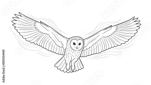 Majestic Flight: An owl soars gracefully through the air, its wings outstretched, embodying freedom and grace. Capturing the essence of nature's beauty and the power of flight.