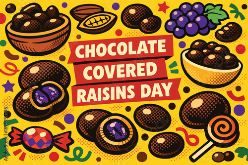 Chocolate Covered Raisins Day Sweet Treat Snack Celebration Design