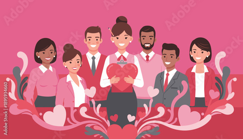 Diverse business team showing care and corporate love CSR compassion and unity concept