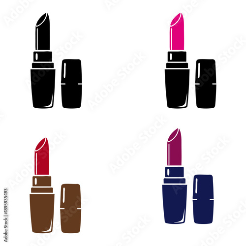 Minimalist Lipstick Tubes in Grid Layout, Flat Graphic Style