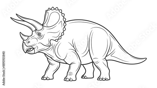 Ancient Triceratops: A detailed illustration of a majestic triceratops, showcasing its iconic horns, frill, and powerful stance.