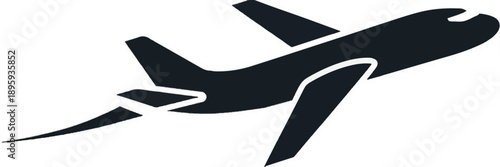 Silhouette Of An Airplane In A Dynamic Angled View Against White aircraft aeroplane