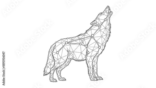 Celestial Wolf: A majestic wolf, rendered in a striking geometric style, howls at the heavens, its form a constellation of interconnected lines and points. Evokes a sense of wild spirit.