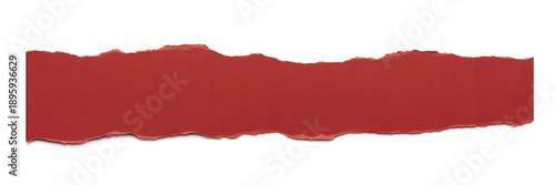Wallpaper Mural Horizontal Strip of Dark Red Ripped Paper with Jagged Edges, Isolated on a White Background, Ideal for Banners or Text Frames. Torontodigital.ca