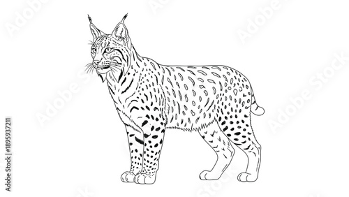 Lynx in Detail: A meticulously rendered illustration of a lynx, showcasing the intricate details of its spotted coat, pointed ears, and intense gaze.