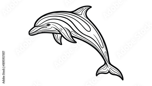 Dolphin's Grace: An artistic rendering of a dolphin in mid-leap, showcasing its streamlined form and playful essence.