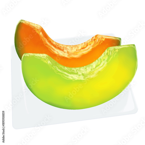 メロン_農業_フルーツ_デザート_ベクターイラスト