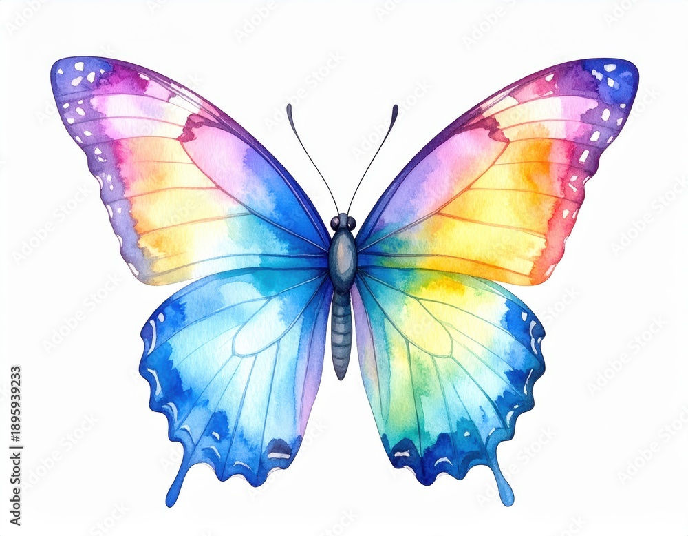 Obraz premium Watercolor painting captures delicate butterfly beauty vibrant butterfly shown through expressive watercolor art