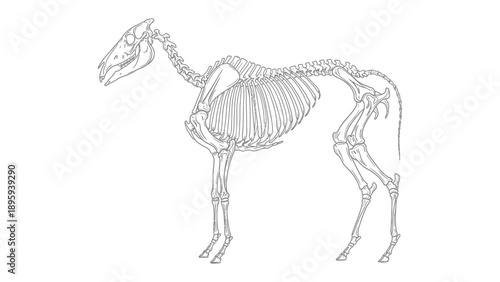 Equine Skeletal Structure: A detailed illustration reveals the intricate bone structure of a horse, showcasing the anatomy of a majestic animal.