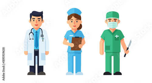 Medical professionals in uniform standing together, showcasing teamwork and healthcare expertise in a clinical setting