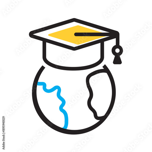 Vector multi color icon for Global learning