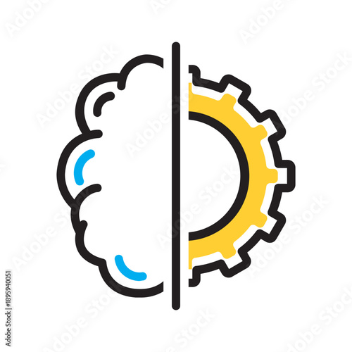 Vector multi color icon for Head with gear