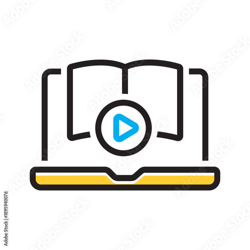 Vector multi color icon for Online learning