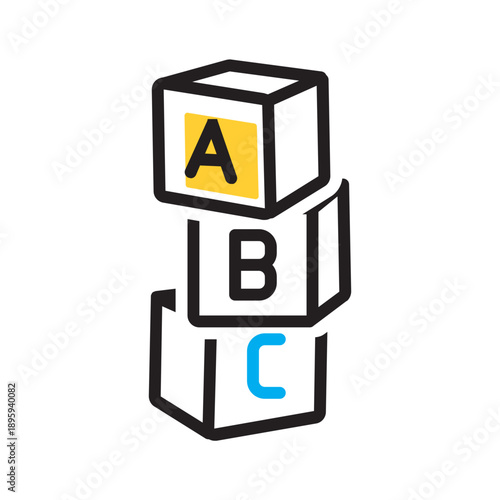Vector multi color icon for Abc block