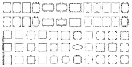 Frame ornament. Vintage frame ornament. Ornament set. Vector set border. Set of vintage frames square. Floral ornament. decorative vector frames and borders.