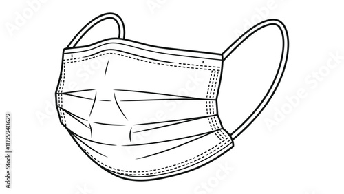 Protective Mask: A detailed depiction of a medical mask, essential for health and hygiene. This image highlights the crucial role of personal protective equipment (PPE) in safeguarding well-being.