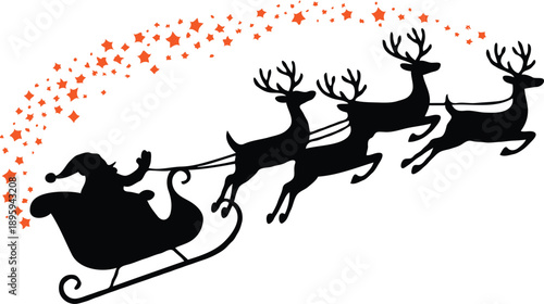 Santa Sleigh and Reindeer Christmas T-Shirt Design – Festive Holiday Illustration SVG PNG EPS