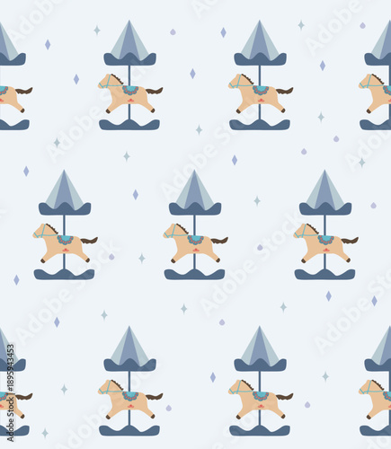 Soft pastel  horse toy seamless nursery pattern