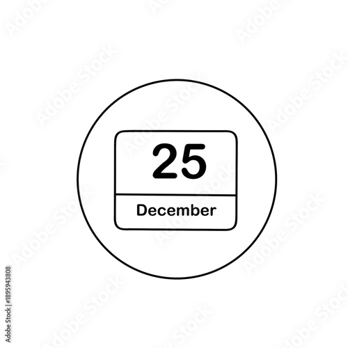 doodle art line art calendar, calender 25 december, icon calender