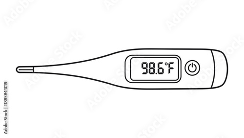 Digital Thermometer: A sleek digital thermometer displays a healthy temperature reading, embodying the essence of wellness and medical accuracy.