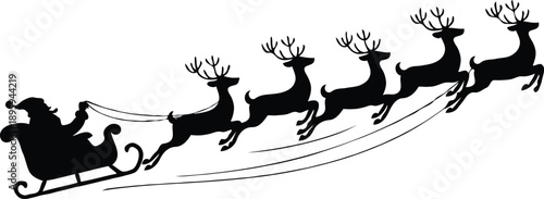 Santa Sleigh and Reindeer Christmas T-Shirt Design – Festive Holiday Illustration SVG PNG EPS