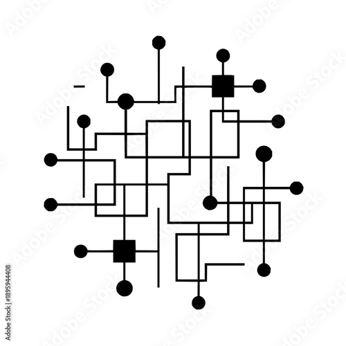 Black Circuit Board Diagram on White Background