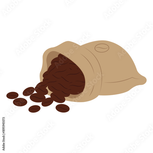 Spilled coffee beans sack