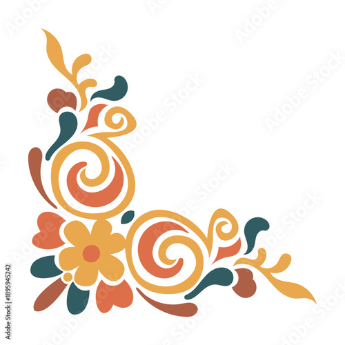 Retro Floral Corner Ornament