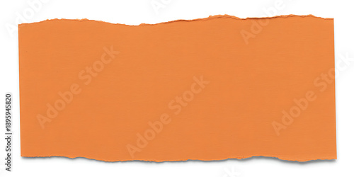 Vibrant Orange Ripped Paper Edge Isolated on White Background with Shadow, Ideal for Creative Design and Craft Projects with Copy Space