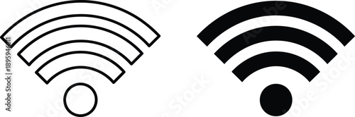 Two WiFi Symbols One Outline Style and One Solid, Simple Black and White Icons