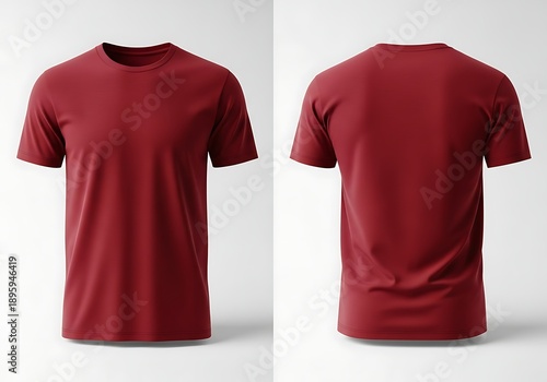 Red T-shirt front and back view on white background Whisk mockup